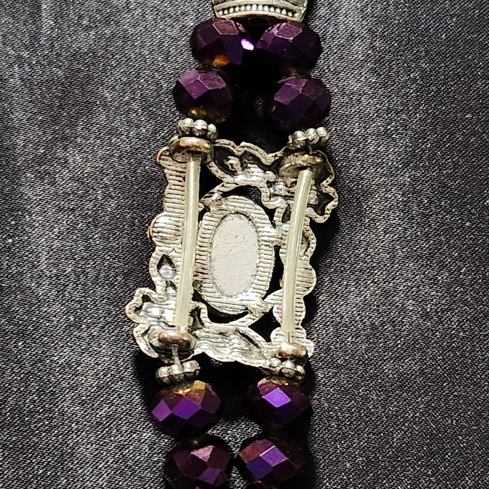 Purple Floral Crystal Beaded Bracelet - Unbranded - Picture 3 of 5